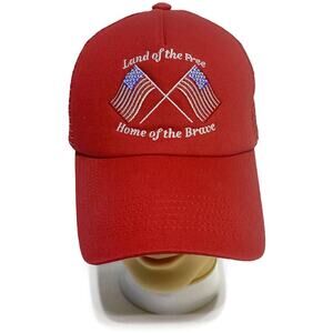 Land of The Free Home of the Brave Red Ball Cap Adjustable Snapback New